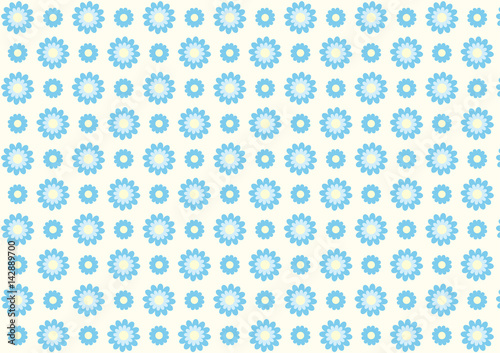 Blue flowers pattern on a light yellow background.