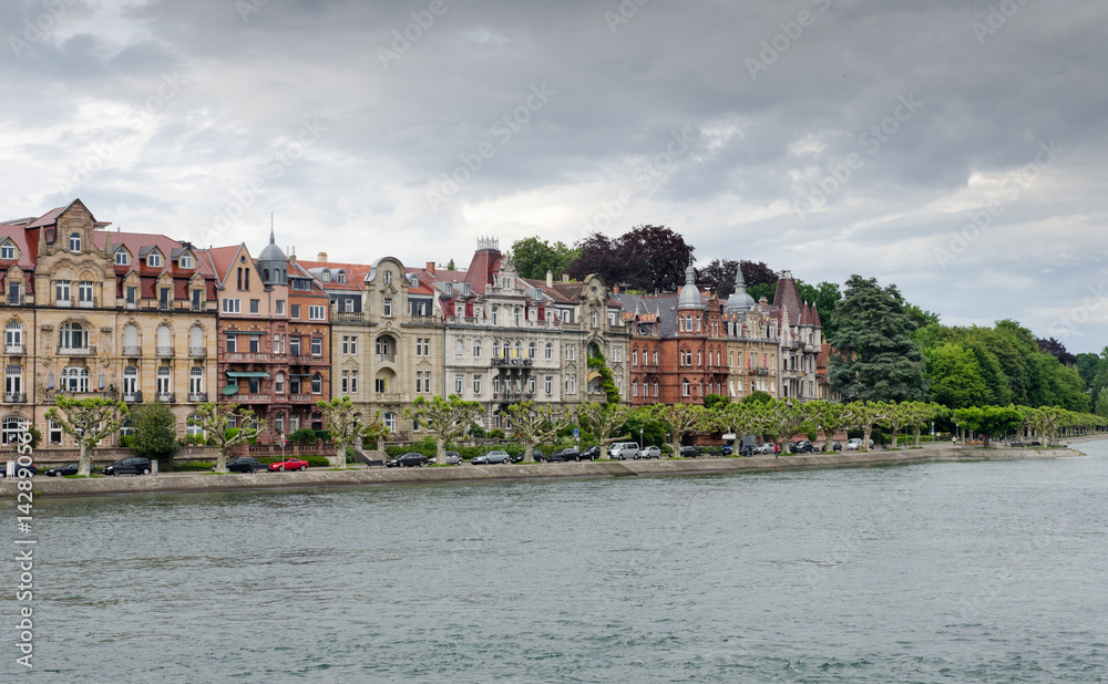 Panoramic view of Konstanz (Constance) on Bodensee Lake. Germany