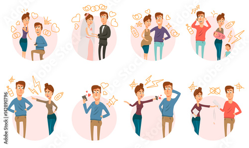 Marriage Divorce Icons Collection