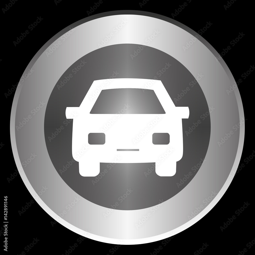 Car icon on a circle isolated on a black background Car icon on a circle isolated on a black background