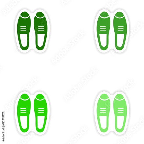 Set of paper stickers on white background male shoes