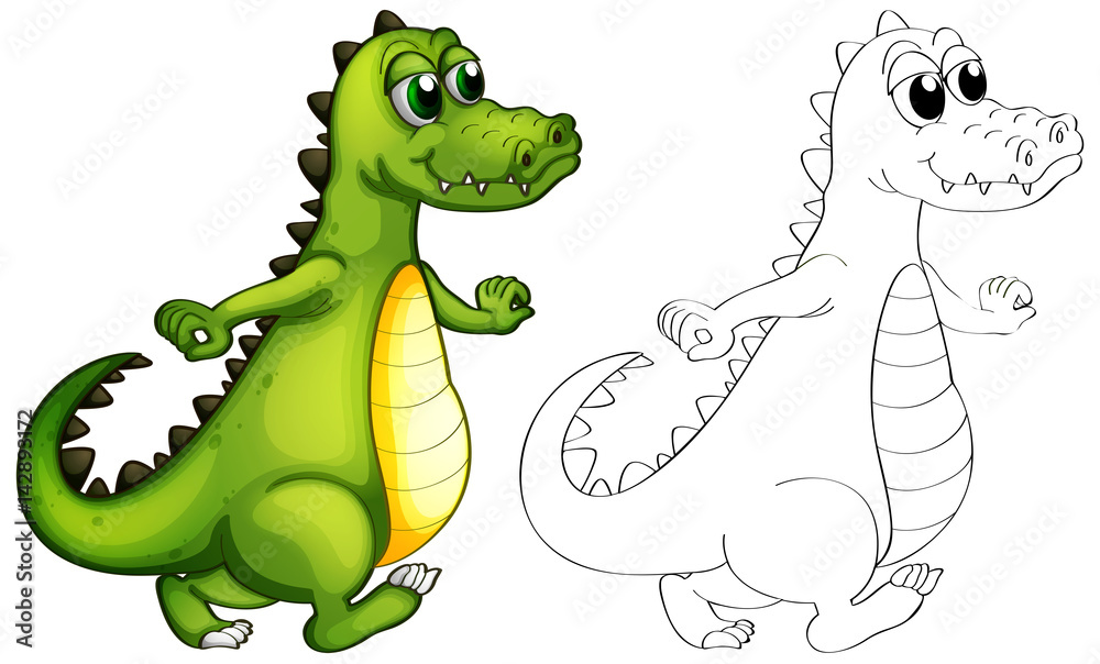 Obraz premium Animal outline for alligator walking