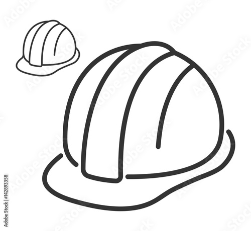 Construction safety helmet line style icon photo