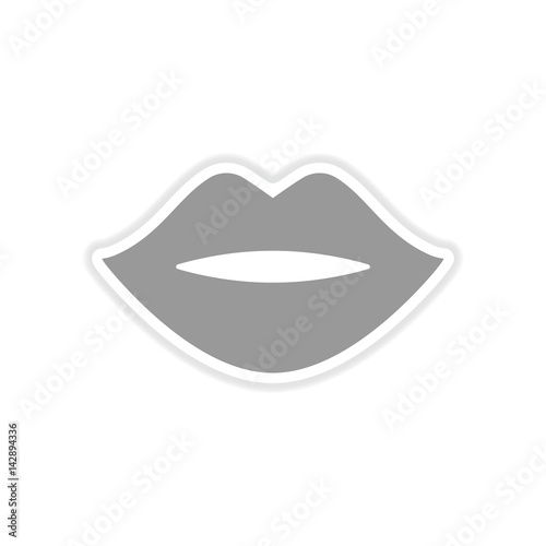 paper sticker on white background female lips