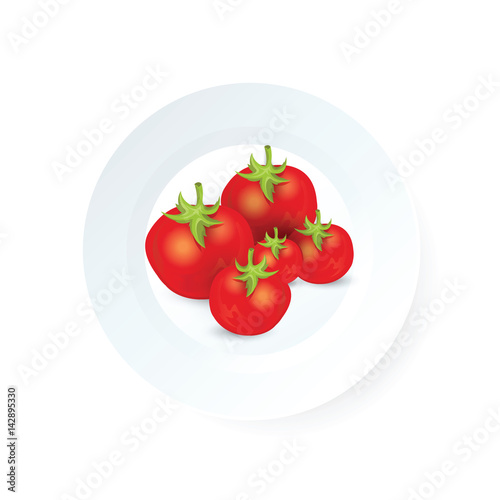 four tomato icon vector on dish © WNSSTP