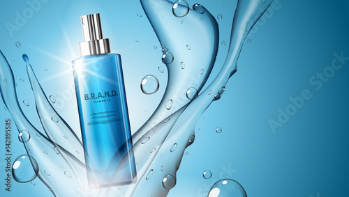 3D Realistic Cosmetic Product Spray Bottle Package Template