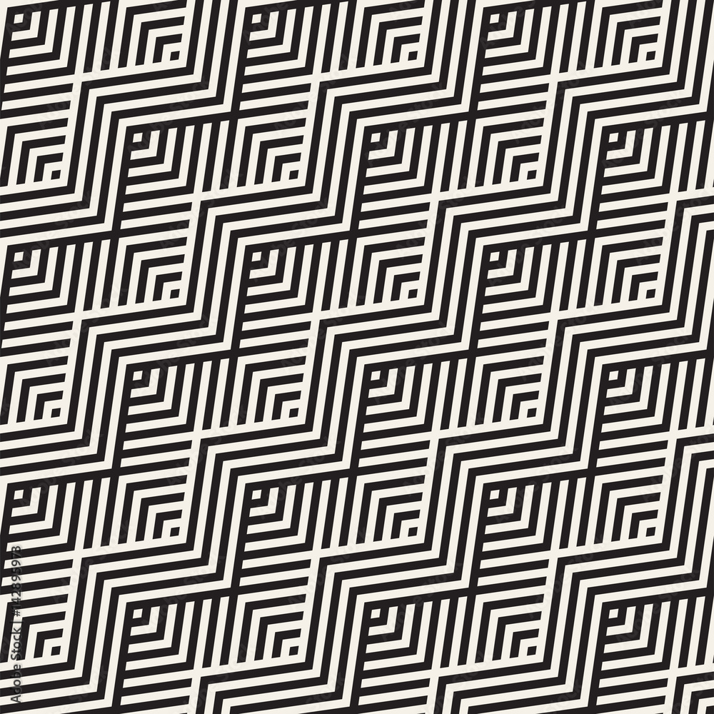 Abstract ZigZag Parallel Stripes. Stylish Ethnic Ornament. Vector Seamless Pattern. 