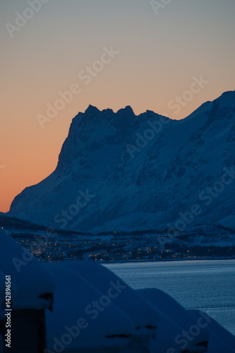Sunset over the city of Tromso