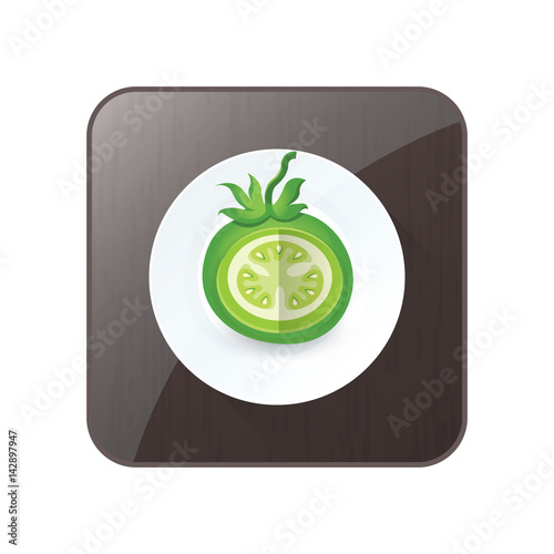 dissect Green Tomato 3D Icon  and button