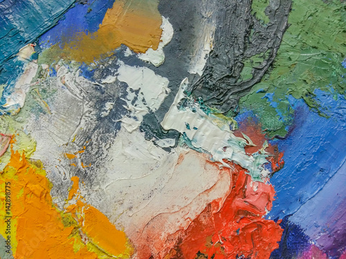 Painting with oil paints, close-up