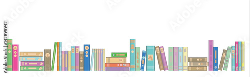 Library Book Banner with Books in a row

