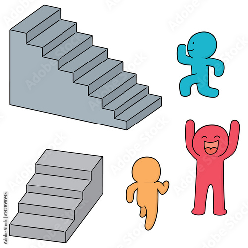 vector set of people walk upstair