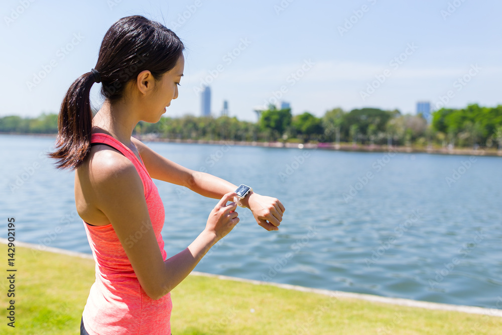 Sport Woman using smart watch Sport Woman using smart watch