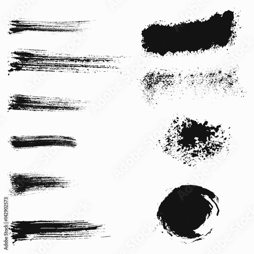Set of black paint  ink brush strokes  brushes  lines. Dirty artistic design element