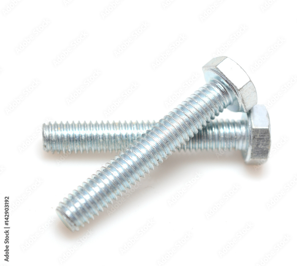 Two long bolts isolated on white background. A picture for your catalog or online store. Two long bolts isolated on white background. A picture for your catalog or online store.