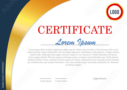 Certificate template design with golden border