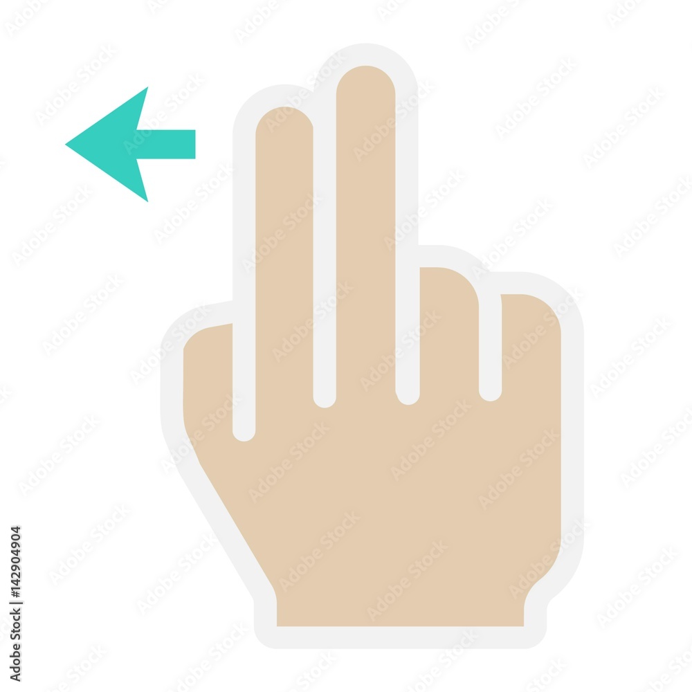 2 finger Swipe left flat icon, touch and hand gestures, mobile interface and drag down vector graphics, a colorful solid pattern on a white background, eps 10. 2 finger Swipe left flat icon, touch and hand gestures, mobile interface and drag down vector graphics, a colorful solid pattern on a white background, eps 10.