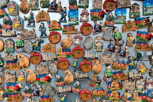  Souvenir magnets for sale on a souvenir and arts market.