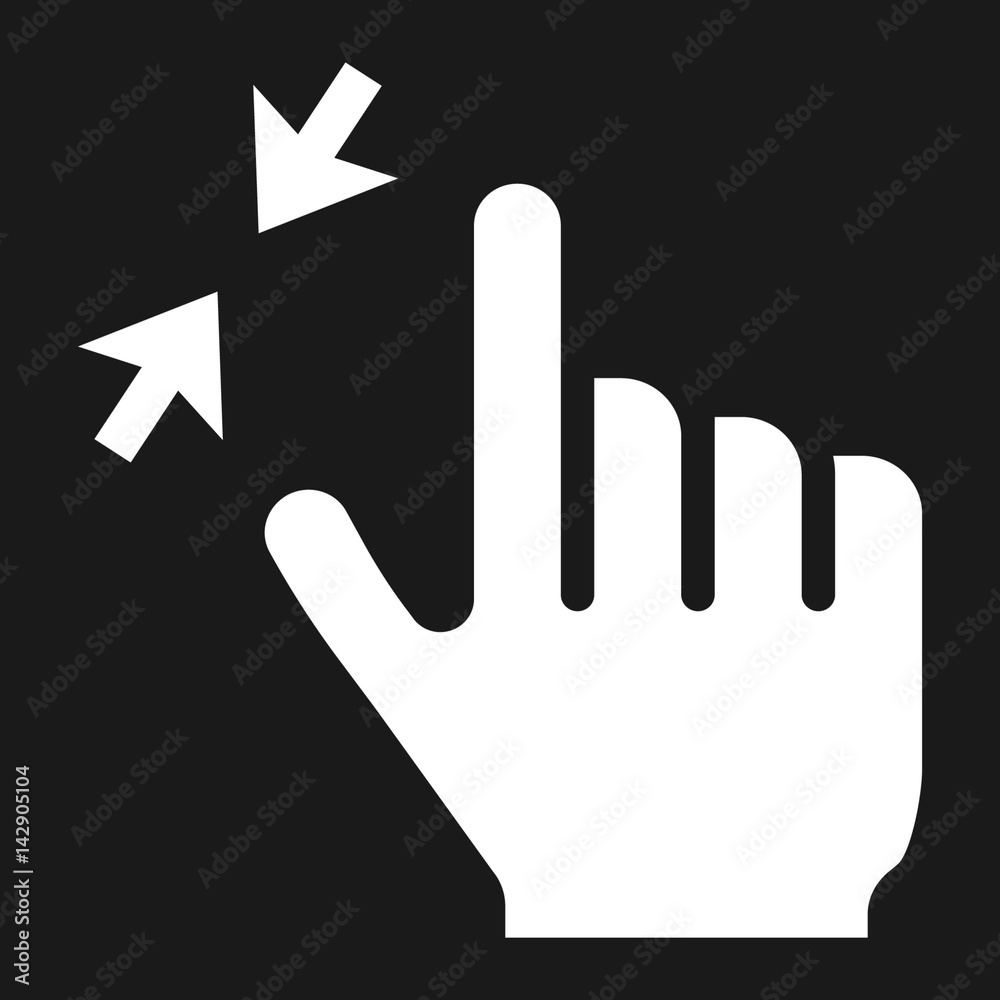 Obraz premium 2 finger zoom out solid icon, touch and hand gestures, mobile interface vector graphics, a filled pattern on a black background, eps 10.