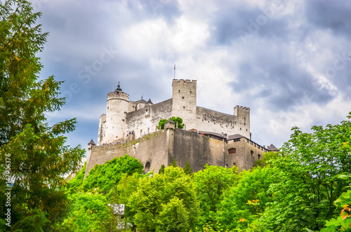 Beautiful view of Fortress Hohensalzburg in summer, Salzburg, Salzburger Land, Austria