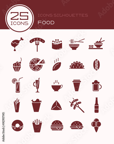Icons silhouettes food
