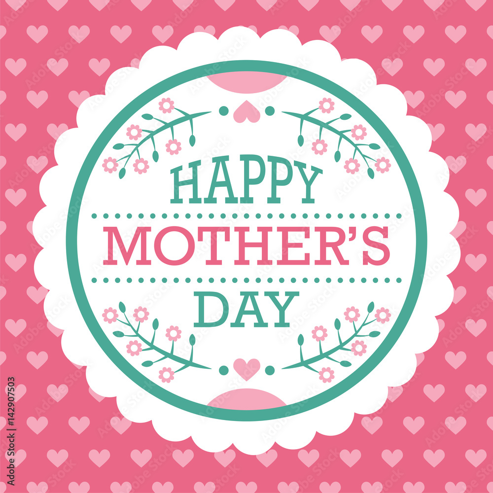 Colorful Happy Mother s Day Emblem. Vector Design Elements For Greeting Card and Other Print Templates. Typography composition.