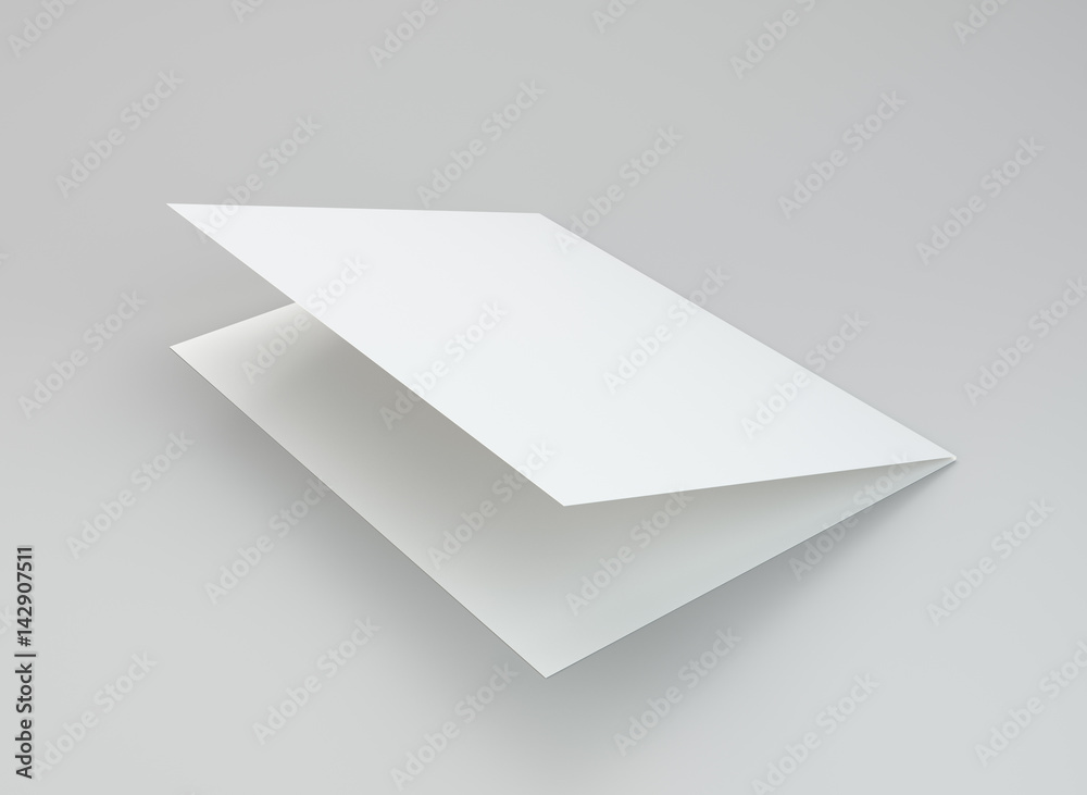 Blank white brochure on a gray background. 3d rendering Blank white brochure on a gray background. 3d rendering