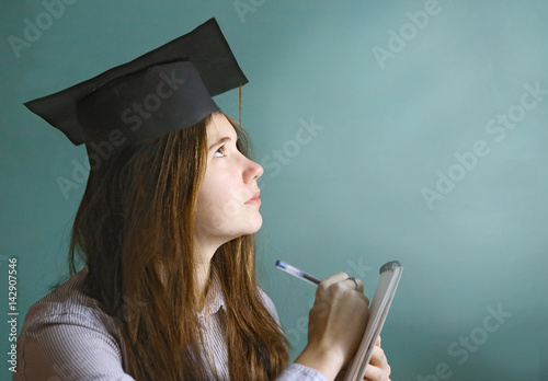 Foto student linguist girl study english language