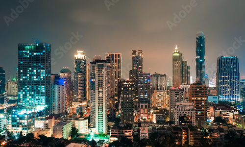 Panorama scene of city centre in Bangkok, Thailand