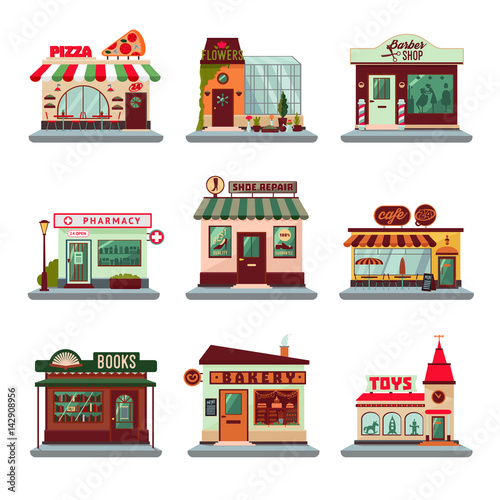 Colorful City Buildings Set