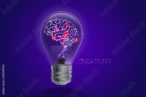 Lightbulb ideas concept. light and line motion. photo