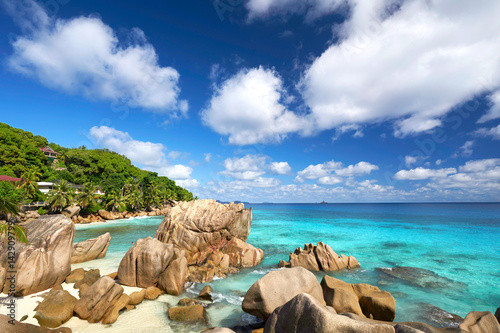 fantastischer Strand mit Granitfelsen - Seychellen