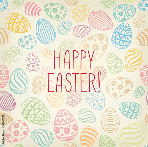 Happy Easter greeting card. Easter holiday egg background