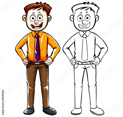 Doodle drafting of businessman standing