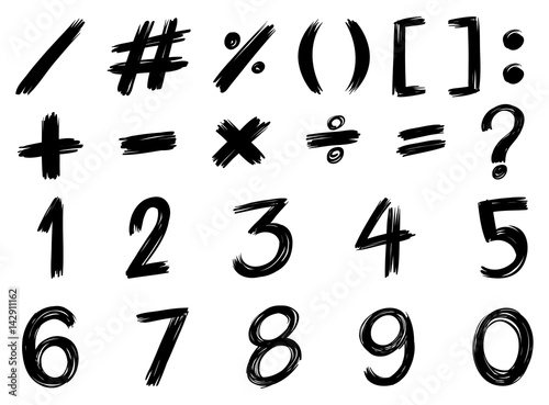 Black font design for numbers and signs