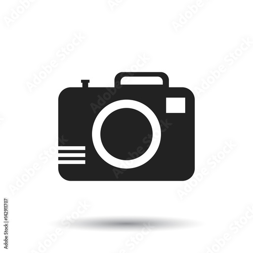 Camera icon on isolated background. Flat vector illustration.