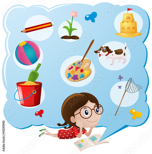 Girl thinking of favorite things