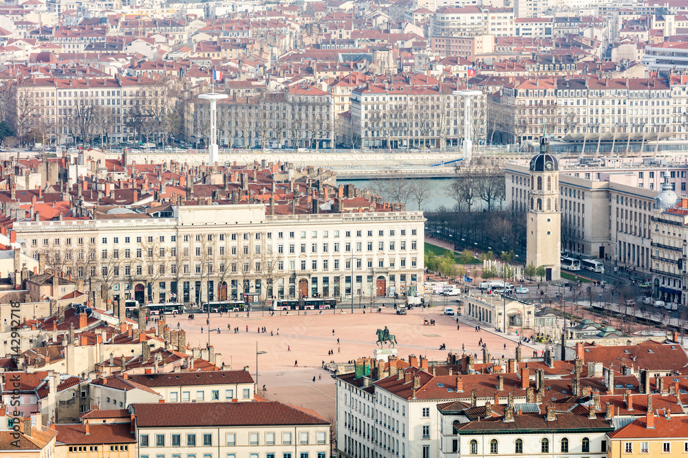 Aerial view of Lyon, France, Europe