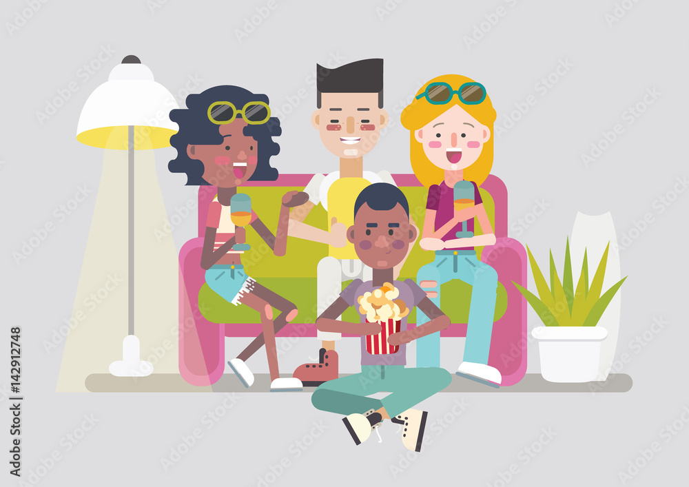 Teens having fun at home