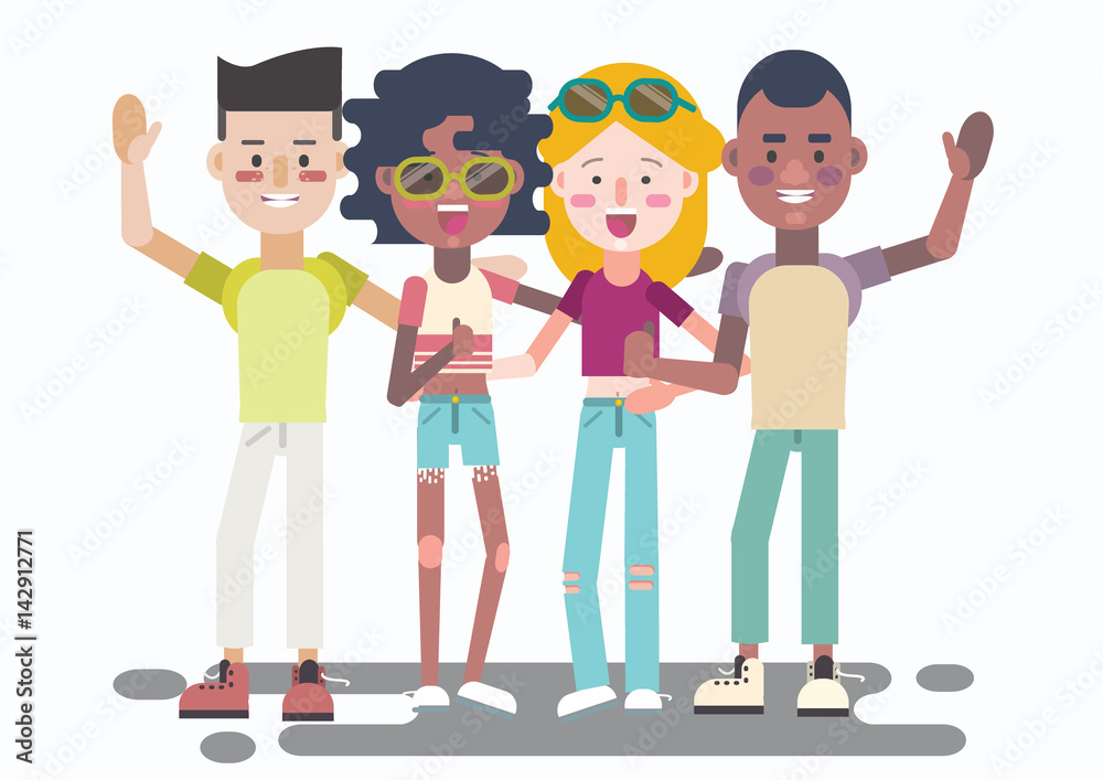 Teens having fun. Isolated vector illustration. Teens having fun. Isolated vector illustration.