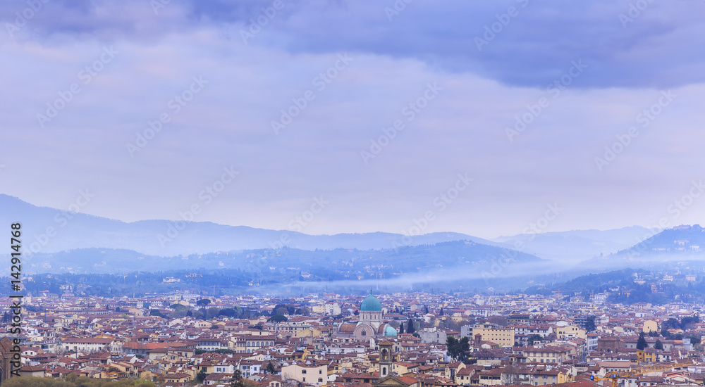 The fading mist over Florence at sunrise.Italy