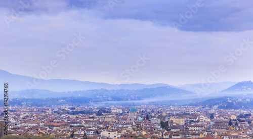The fading mist over Florence at sunrise.Italy © alexmu