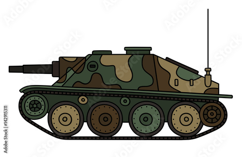 Vintage camouflaged tank destroyer