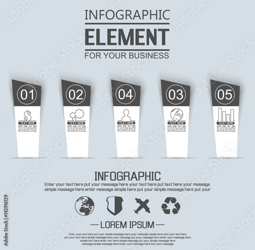 ELEMENT FOR INFOGRAPHIC  TEMPLATE GEOMETRIC FIGURE STIKER NUMBER OPTION THIRD EDITION BLACK