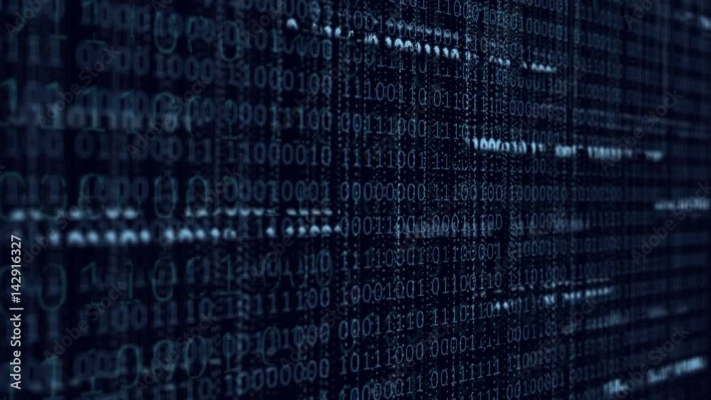 Blue binary digital data background. Computer generated seamless loop motion video. Blue binary digital data background. Computer generated seamless loop motion video.