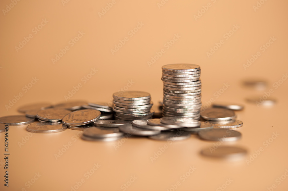 Saving money concept, money coin stack growing business