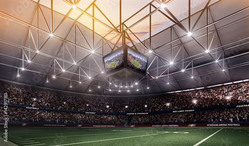 empty american football stadium 3D in lights render