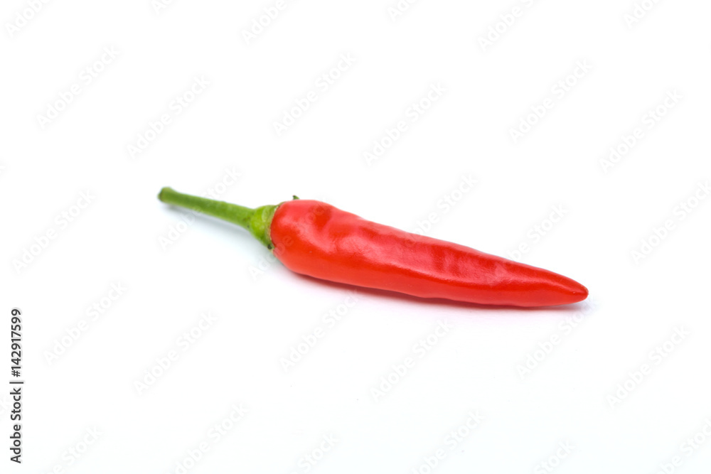 Close up red chili pepper on white background isolated.