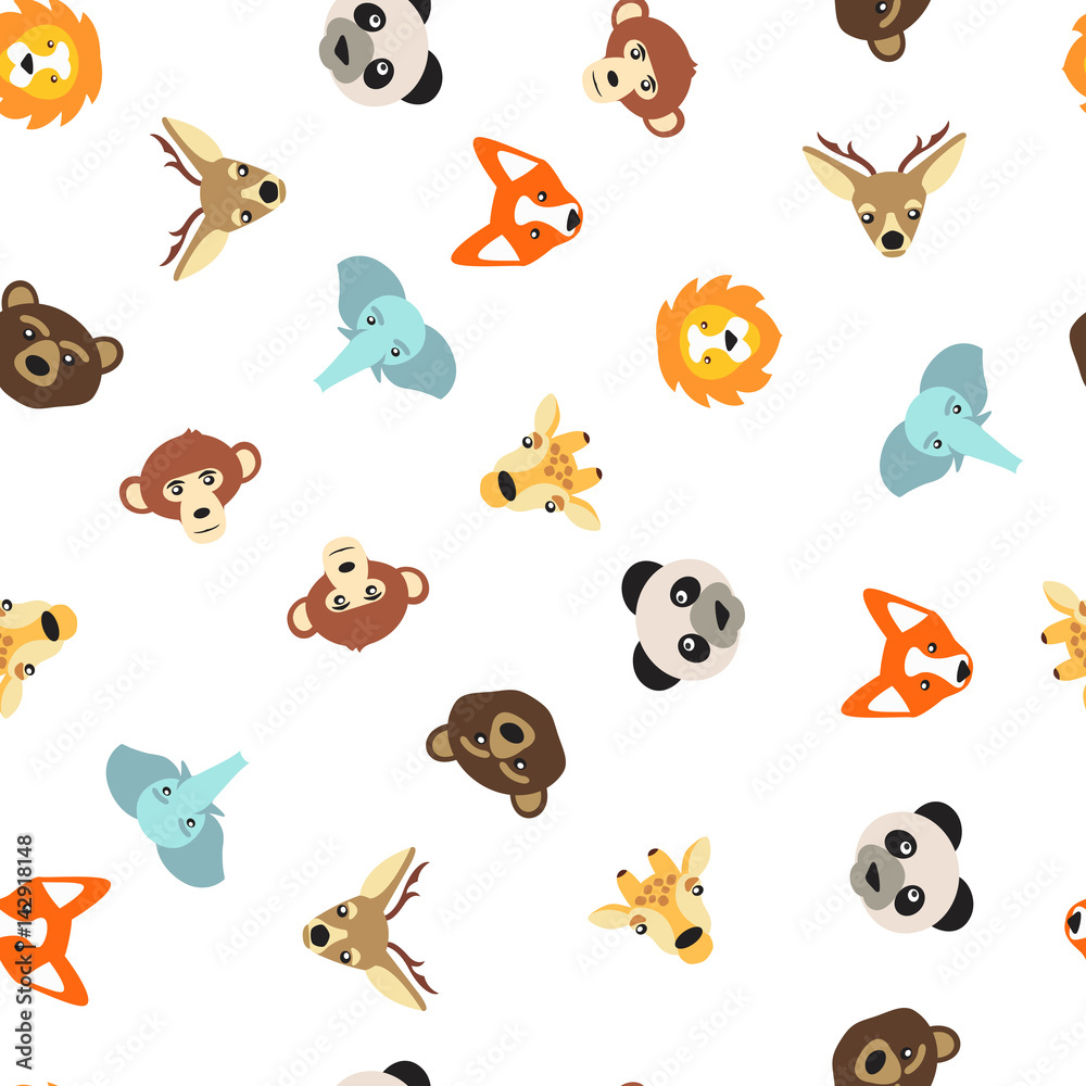 Fototapeta premium Vector seamless pattern of color animals