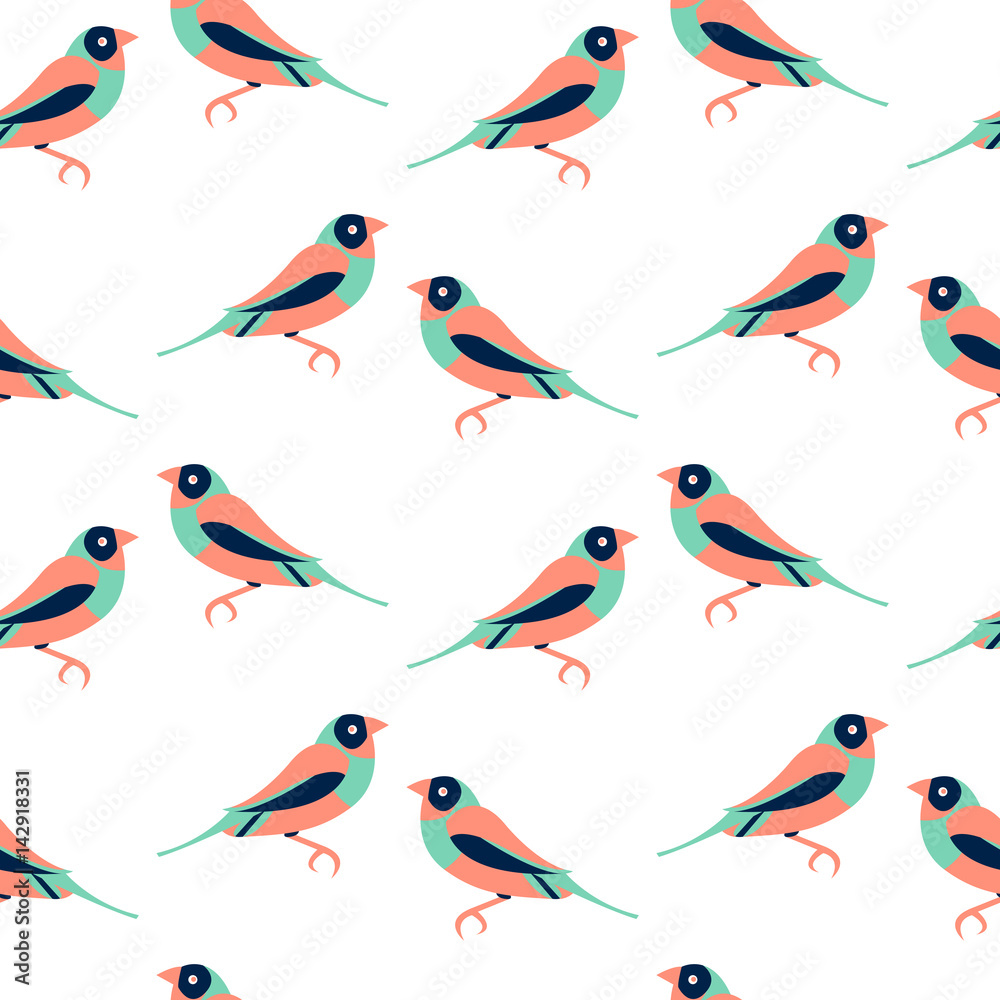 Fototapeta premium Vector seamless pattern with color birds